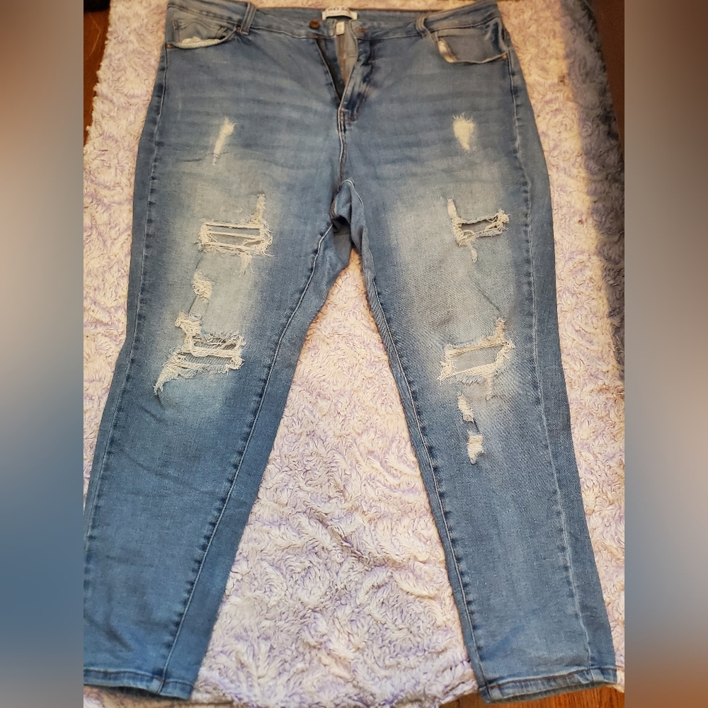 Wax Jean Light Blue Distressed Skinny Jeans